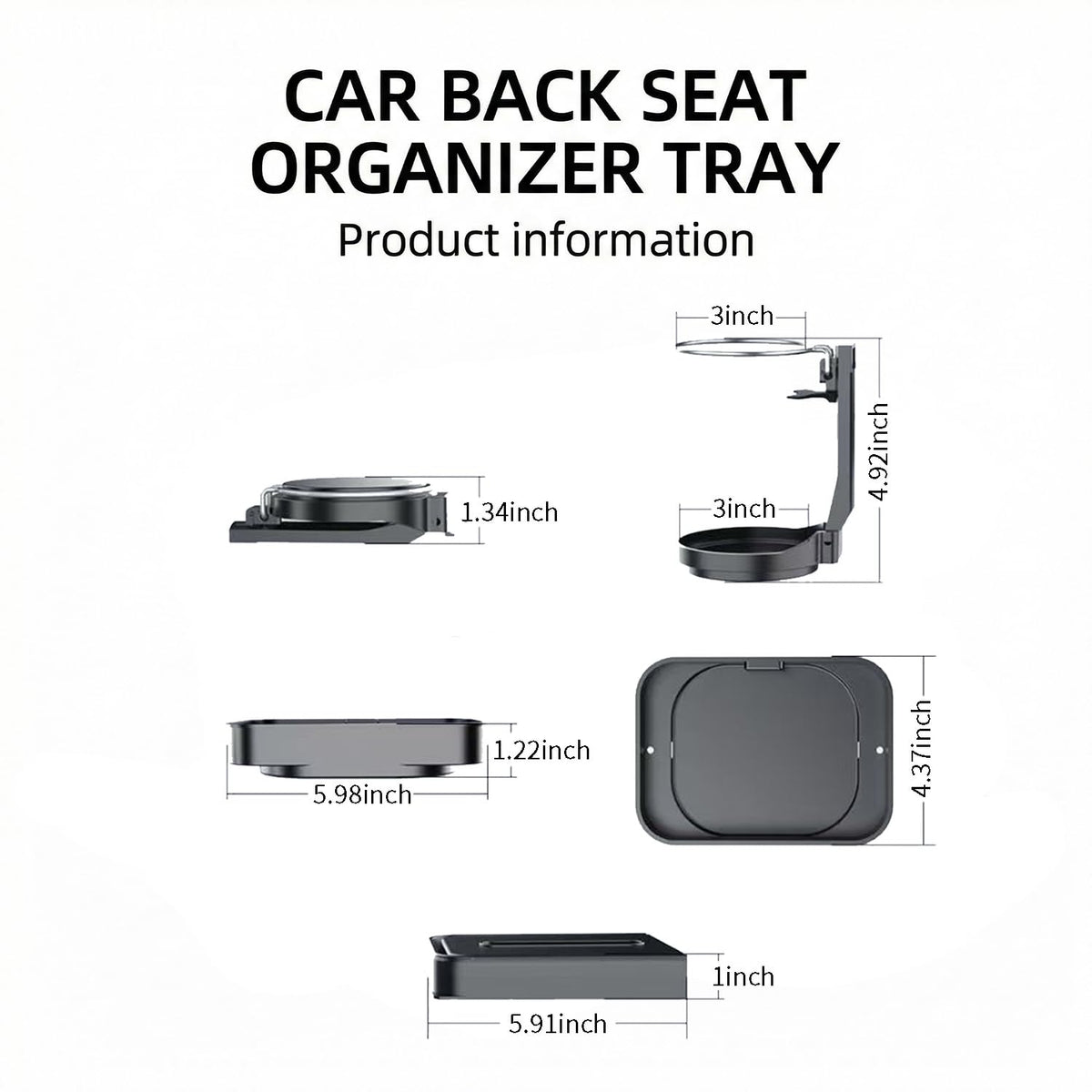 Car Back Seat Tray Table (Folding Storage Box)