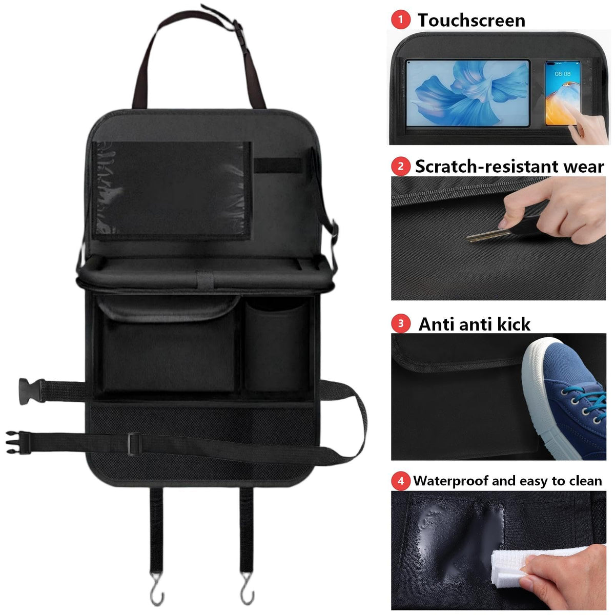 Car Seat Organizer Backseat Kick Mats Oxford Back Seat Protector