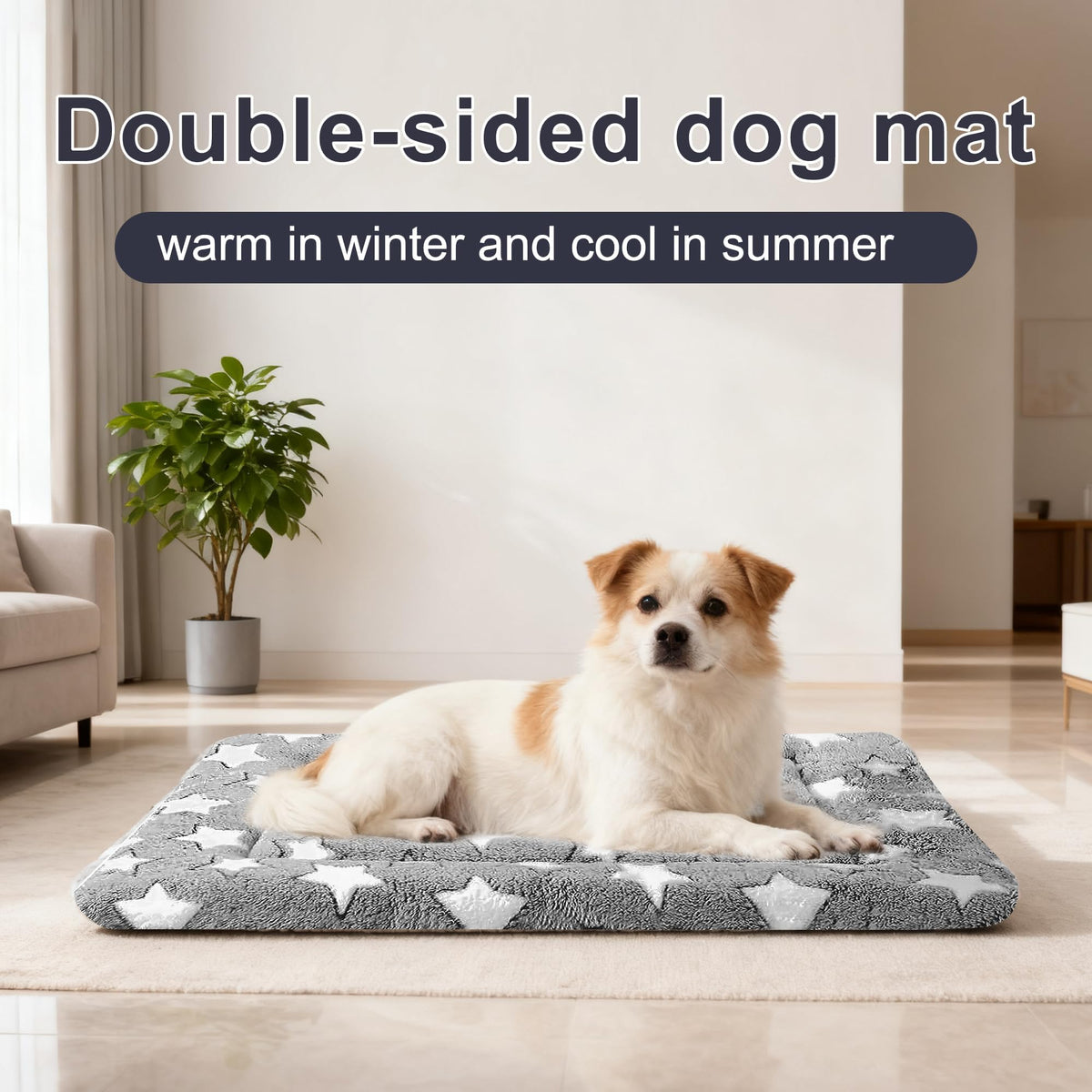 Dog Bed Mat Soft & Comfortable Dog Kennel Pad for Crate (M(30"*20"*1.5") / Gray-1pc)