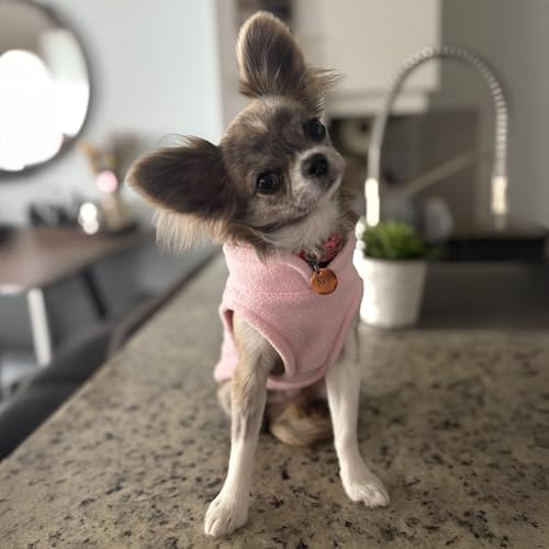 Dog Fleece Sweater with Leash Ring (M (6-10lbs) / Pink Lemonade)
