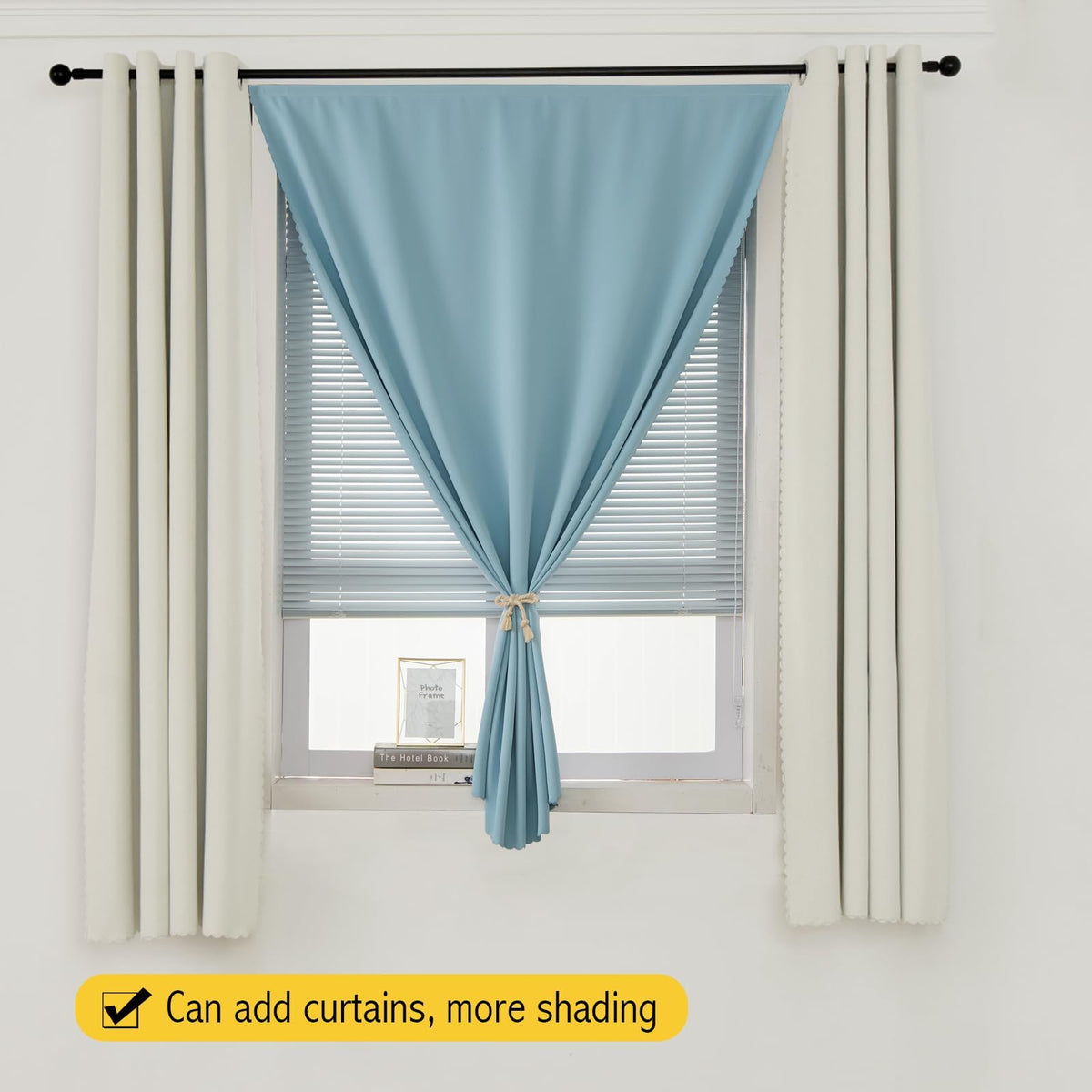 Self Adhesive Curtains (47"W x 71"L (Pack of 2) / Lake Blue)