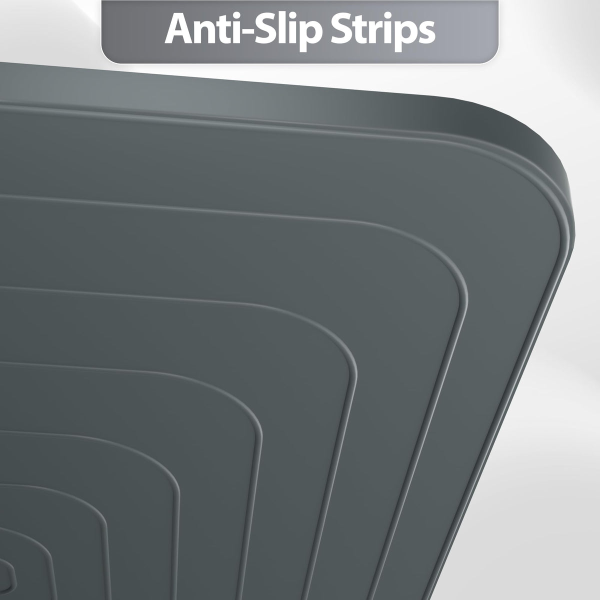 Silicone Dog Cat Food Mat Extra Thick Raised Edge (Gray / 18"L x 12"W)