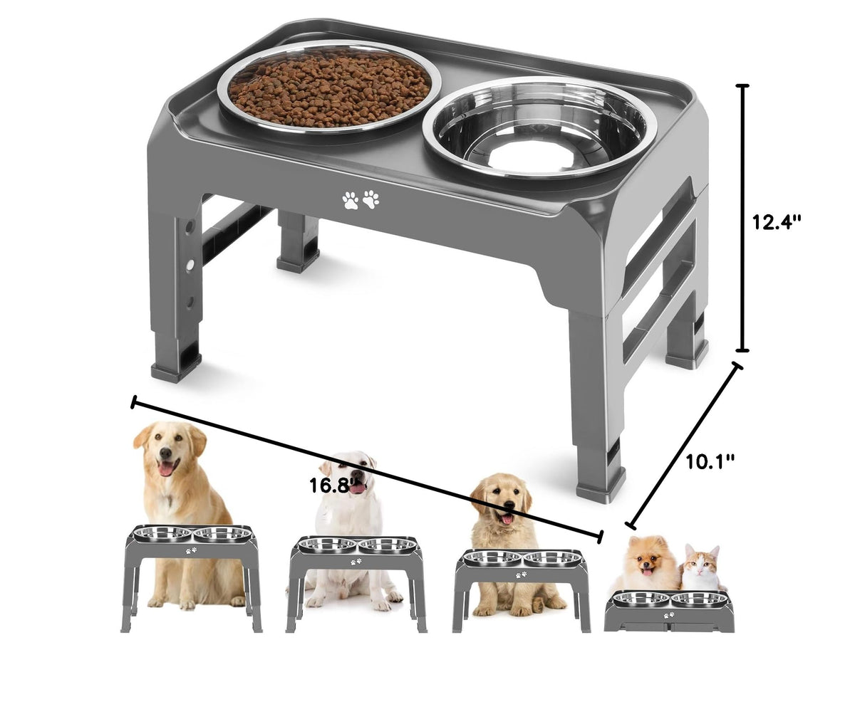Elevated Bowls (Grey / 8" for Medium Dogs)