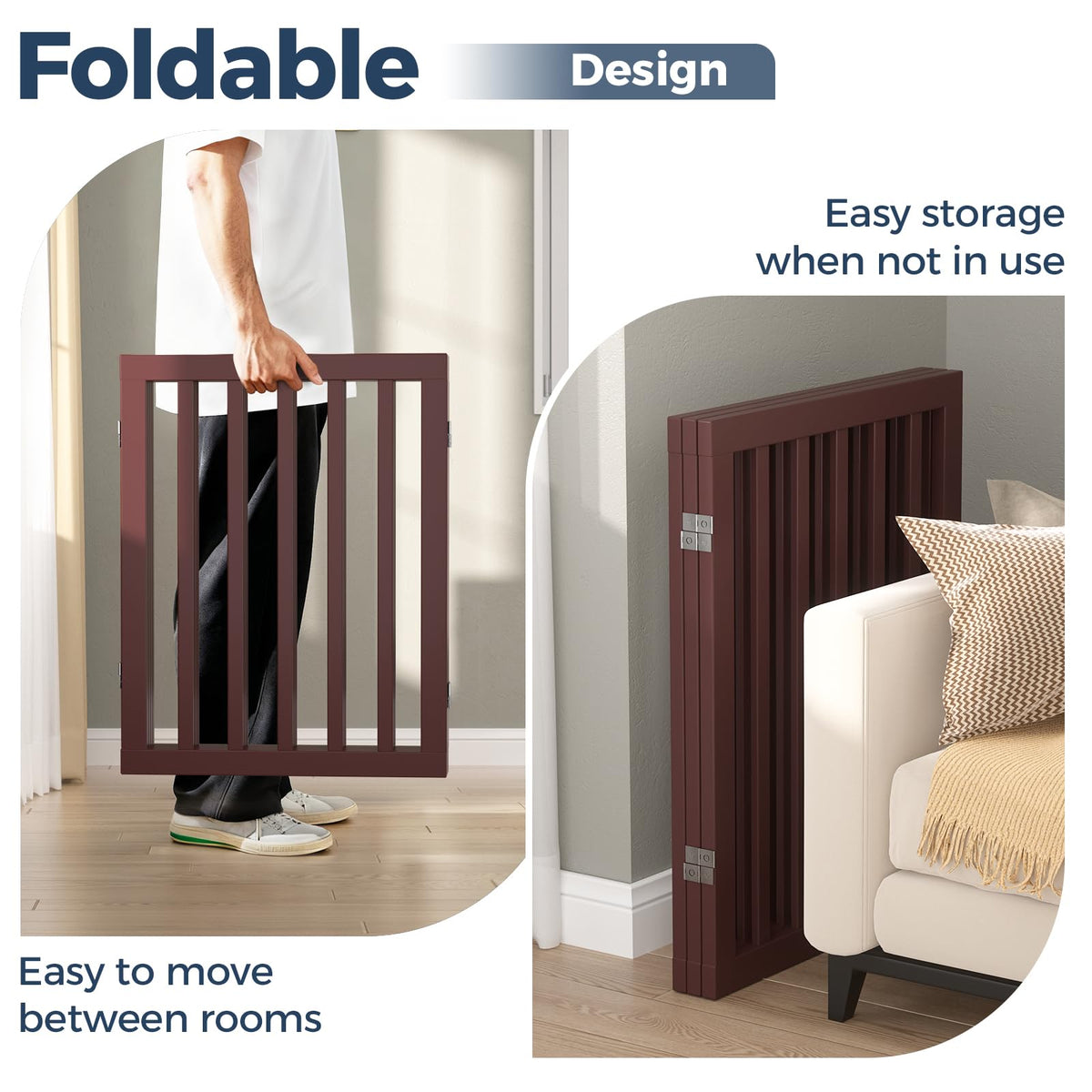 Dog Gate Indoor (Espresso / 56"Wx24"H, 3-Panel)