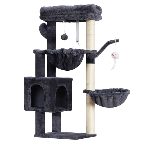 Cat Tree 40 Inches Tower Condo with Scratching Post (Smoky Gray / 40 inch)