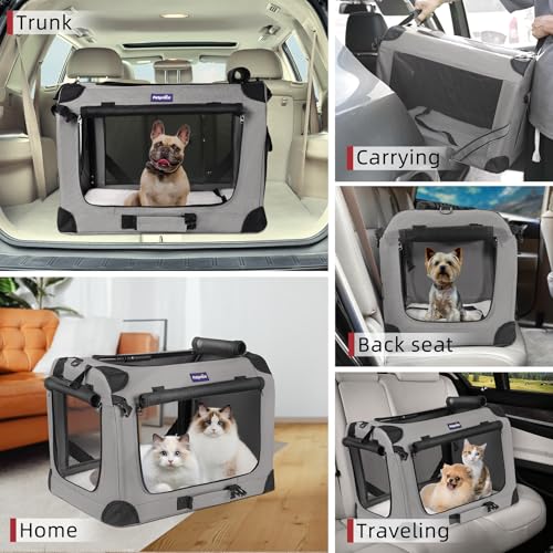 Large Cat Carrier for 2 Cats (Grey / 24.0"L x 17.0"W x 17.0"H)