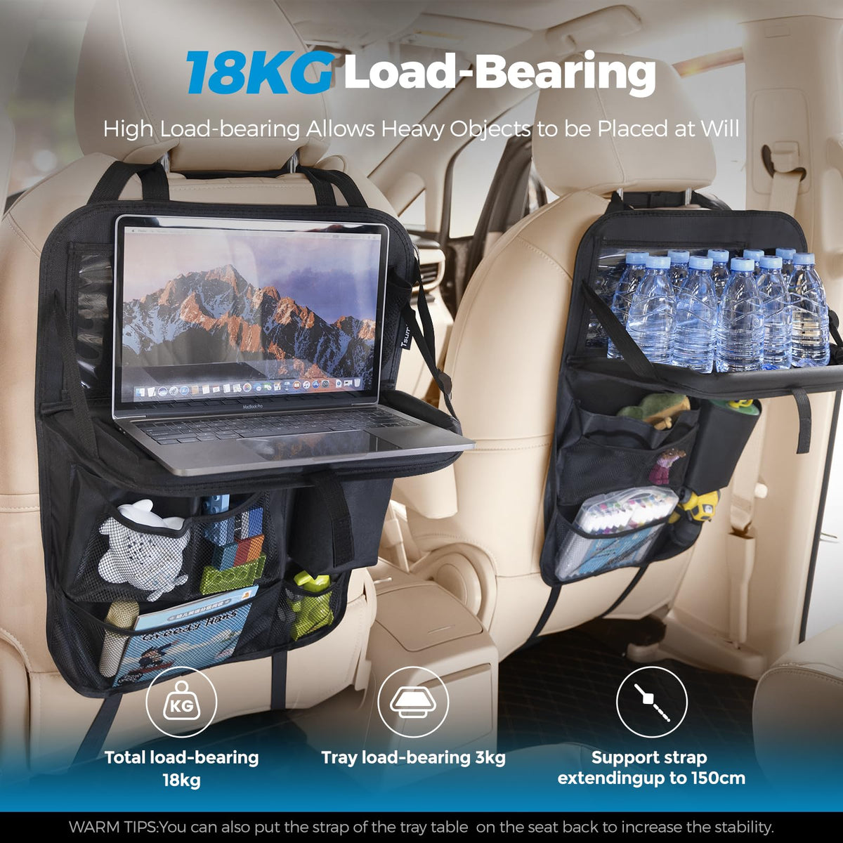 Backseat Car Organizer with Foldable Tray