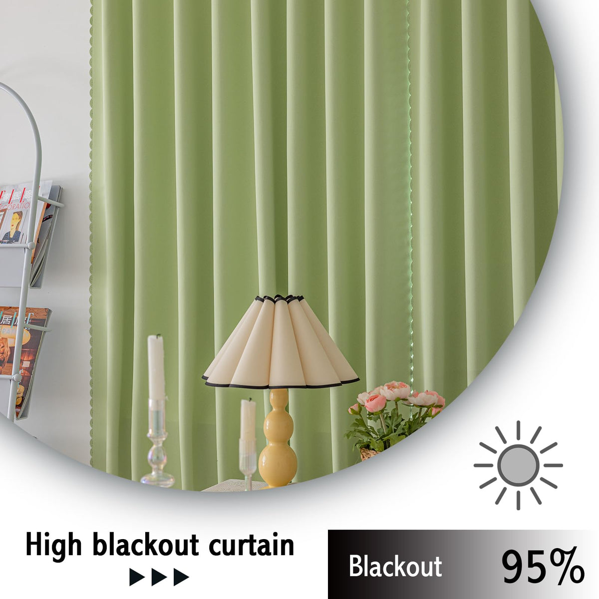Magic Tape Stick on Curtains Blackout Curtains for Bedroom no Drillng Self Adhesive Curtain no Rod Small Window (Green / 47"W x 71"L (Pack of 2))