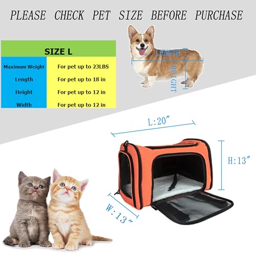 Soft Sided Carrier for Small Medium Cats Dogs (20.0"L x 13.0"W x 13.0"H / Watermelon)