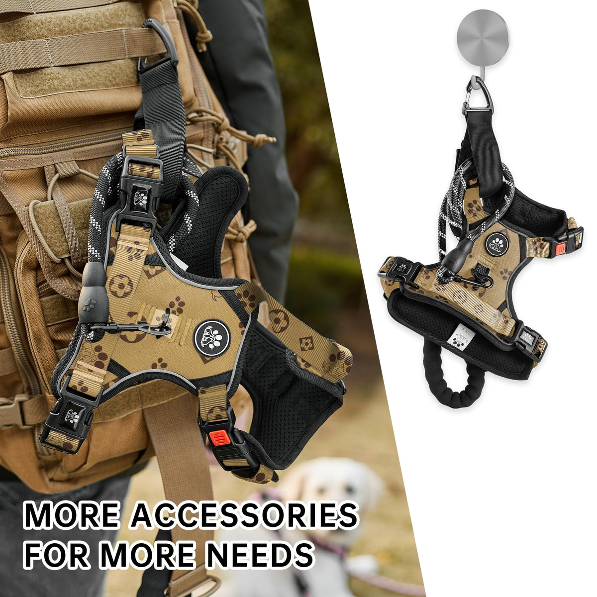 Reflective Dog Harness for Large Dogs (Light Brown / X-Large)