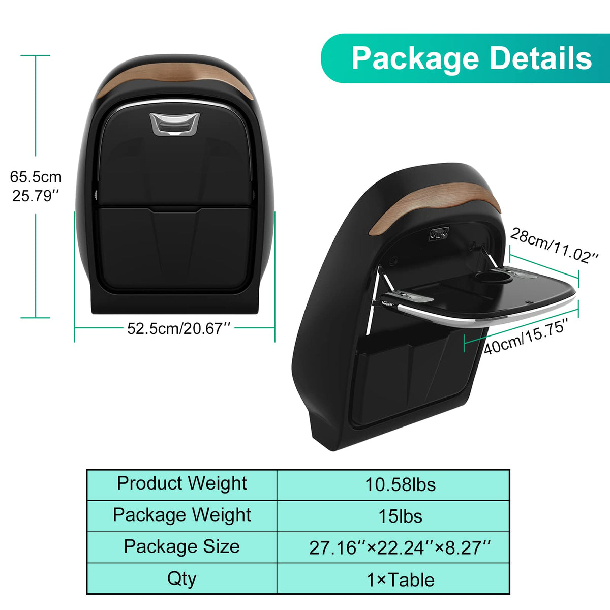 Back Seat Tray Table for Tesla Model 3 (Black)