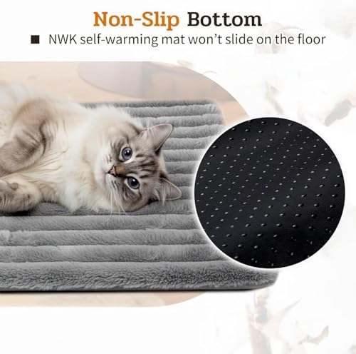 Soft Plush Fluffy Self Warming Thermal Pet Mat for Dogs and Cats (Misty Gray / X-Large (45'' X 28'' X 1''))