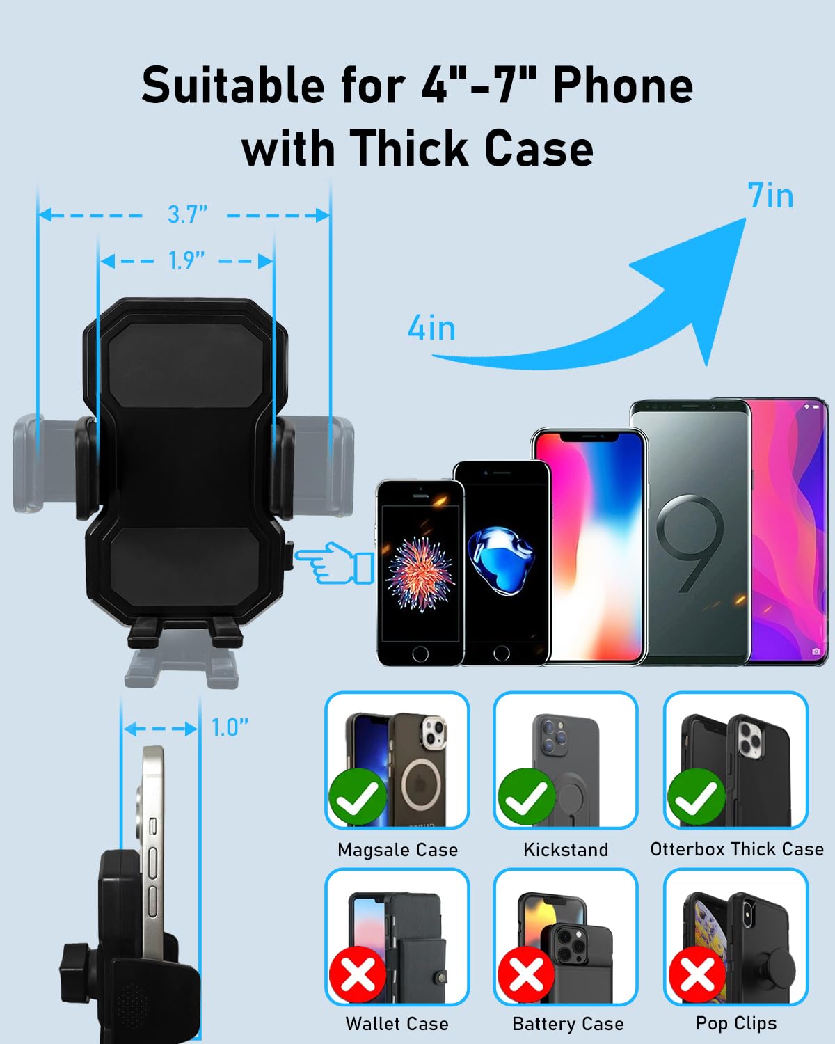 Car Cup Holder Expander with Phone Holder (Flexible Neck)