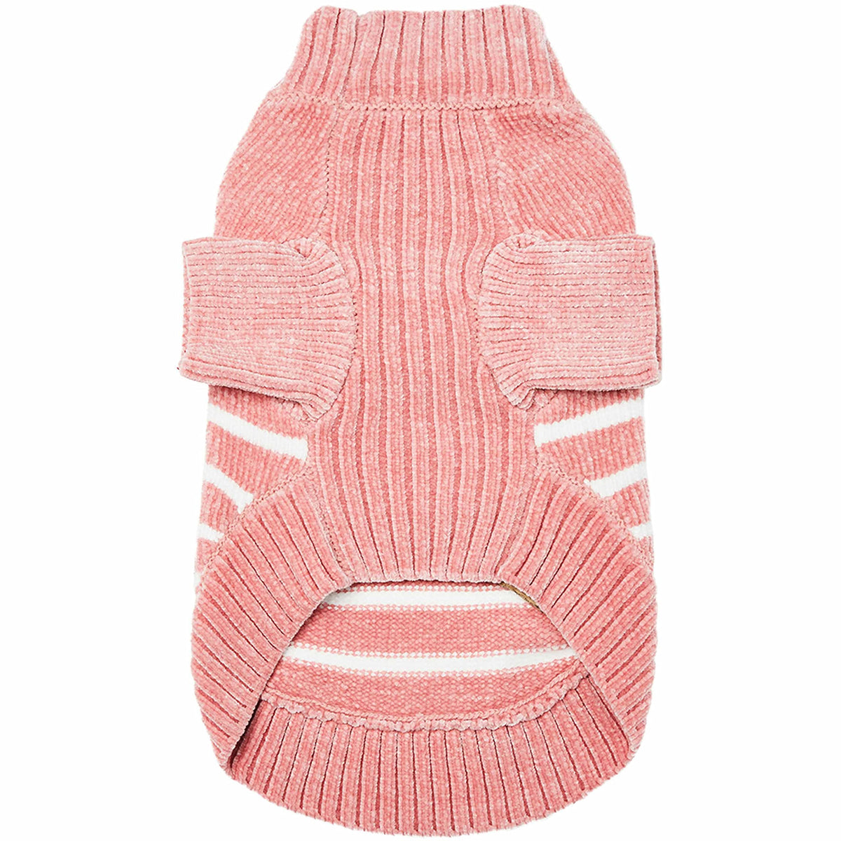 Cozy Soft Chenille Classy Striped Dog Sweater in Dusty Rose (18 inch / Dusty Rose)
