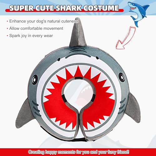 Inflatable Dog Cone Collar Alternative After Surgery (Grey Shark / L (Neck:16-18in))