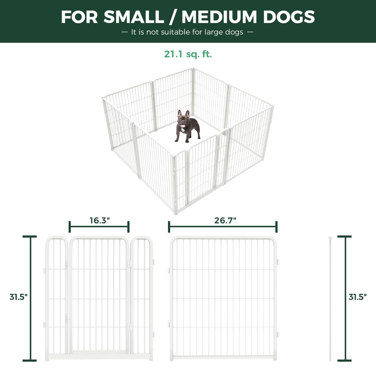 Homeplus Indoor Dog Playpen with Fence (White / 32"H)