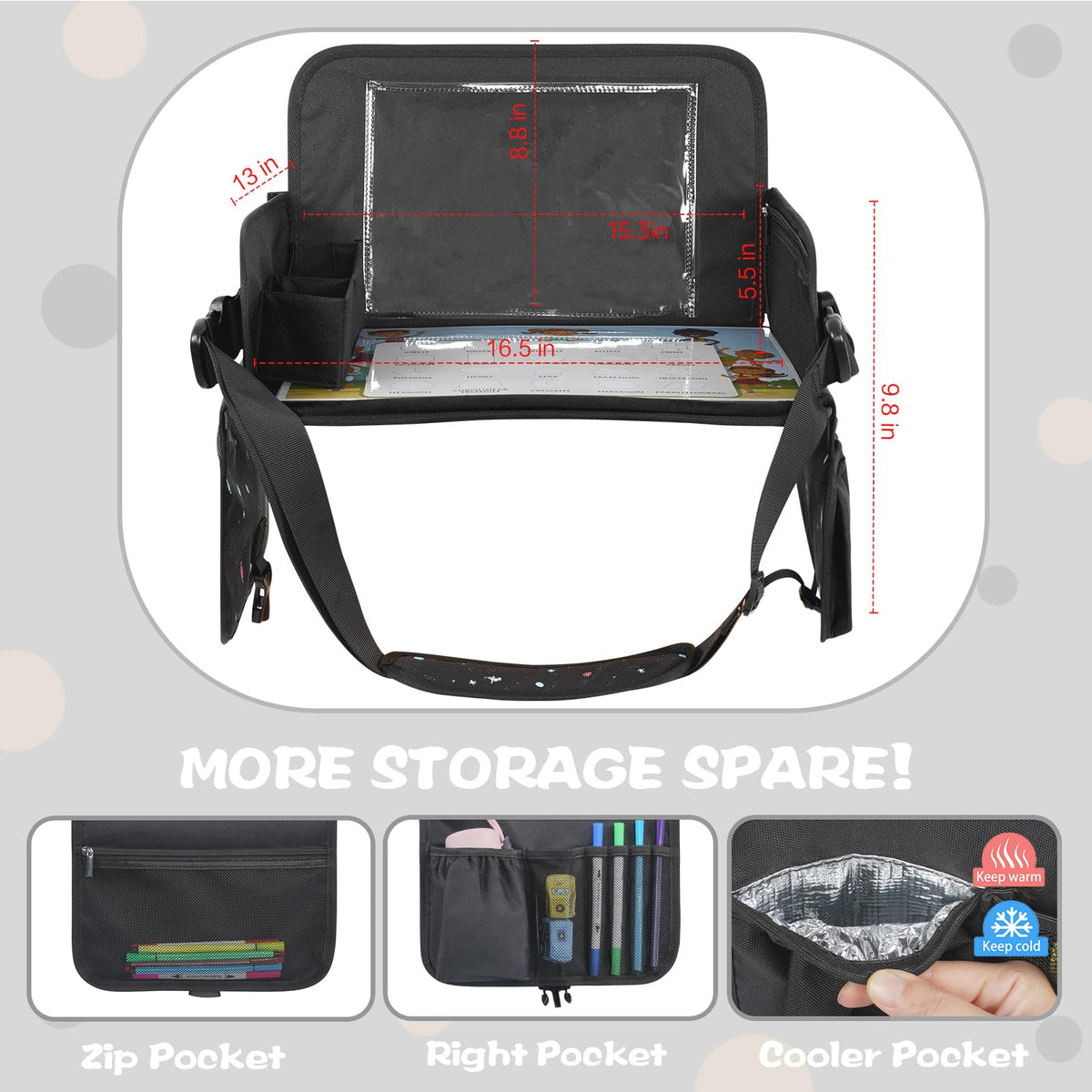 MENZOKЕ Kids Travel Tray (Black Astronaut)
