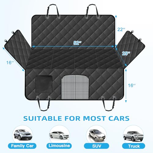 Hard Bottom Dog Car Seat Cover for Back Seat (Matte Black / Standard)