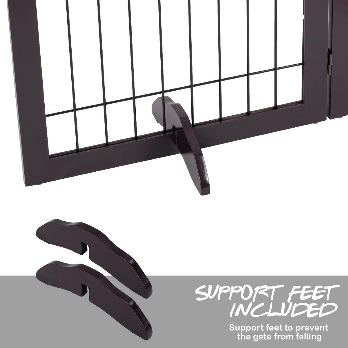 Dog Gate Indoor with Door (Espresso / 【6 Panels with Door】144"W x 32"H)