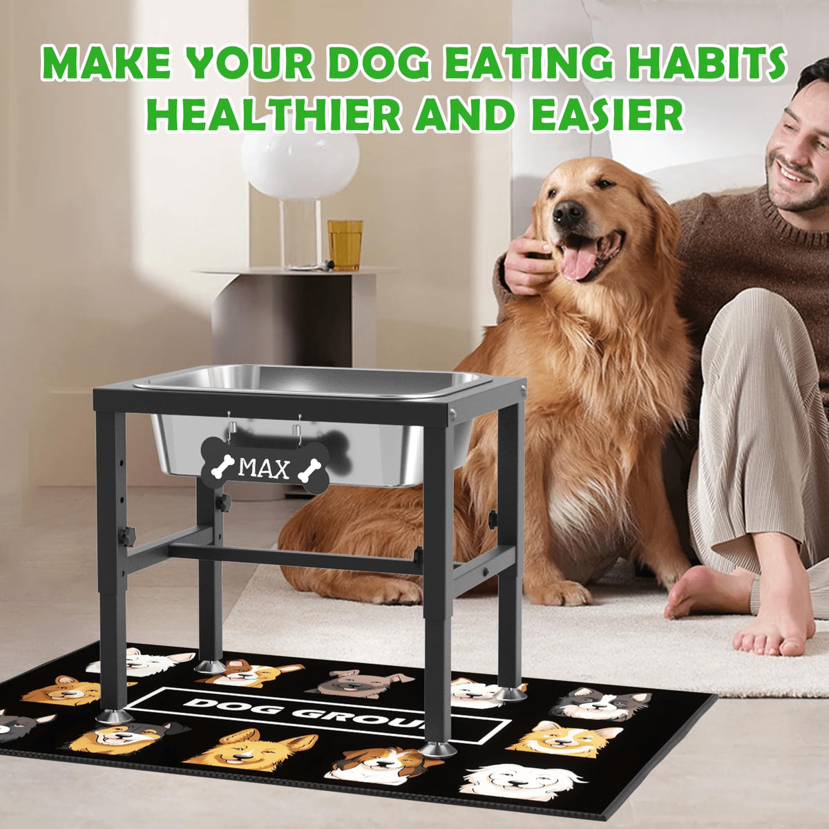 2 Gallon Elevated Dog Water Bowl for Large Breeds (2 GAL Bowl / Height: 9.45-14.2")