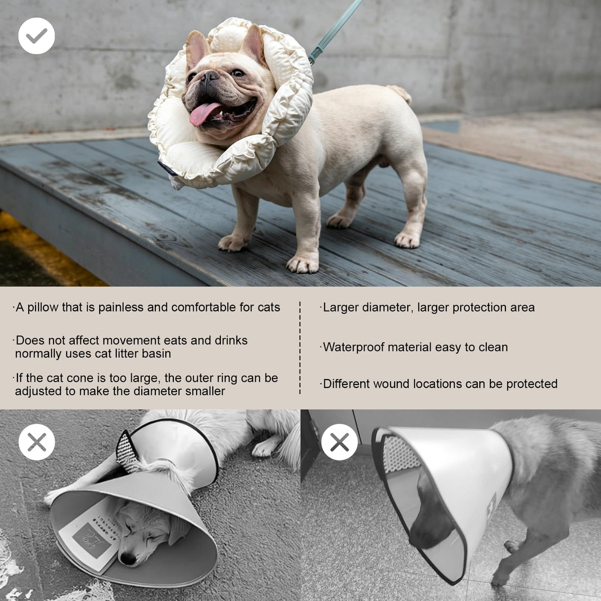 Dog Cone Collar Stress (XL-WideNeck / White)