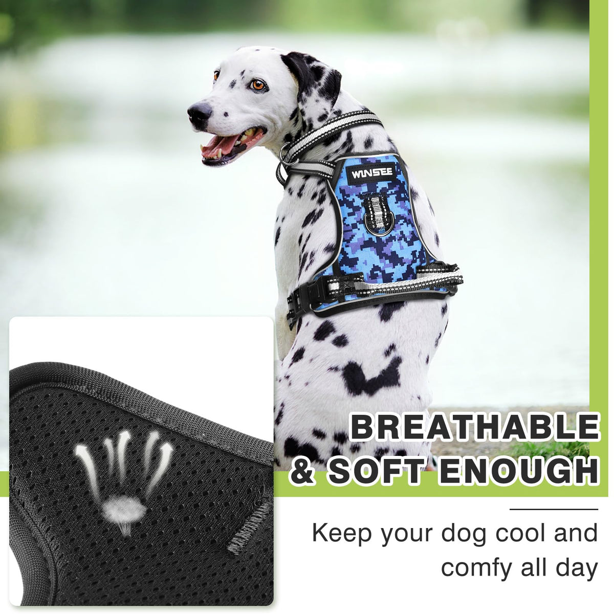 Dog Harness No Pull (Small / Blue Camo)