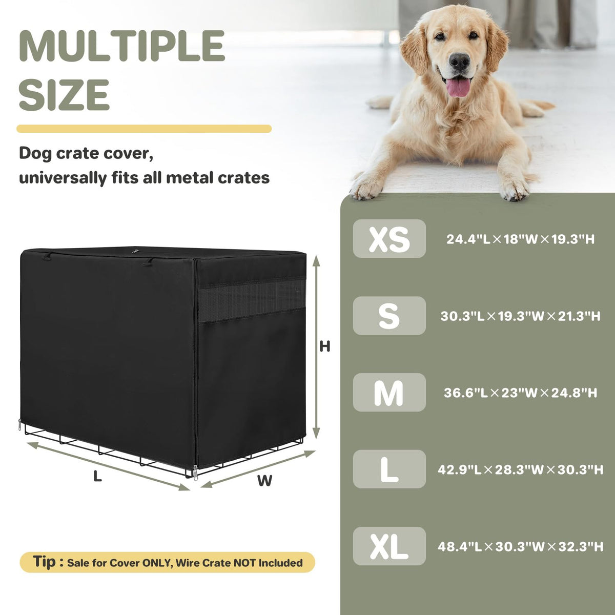 Dog Crate Cover (Black (with left window) / 30 Inch)