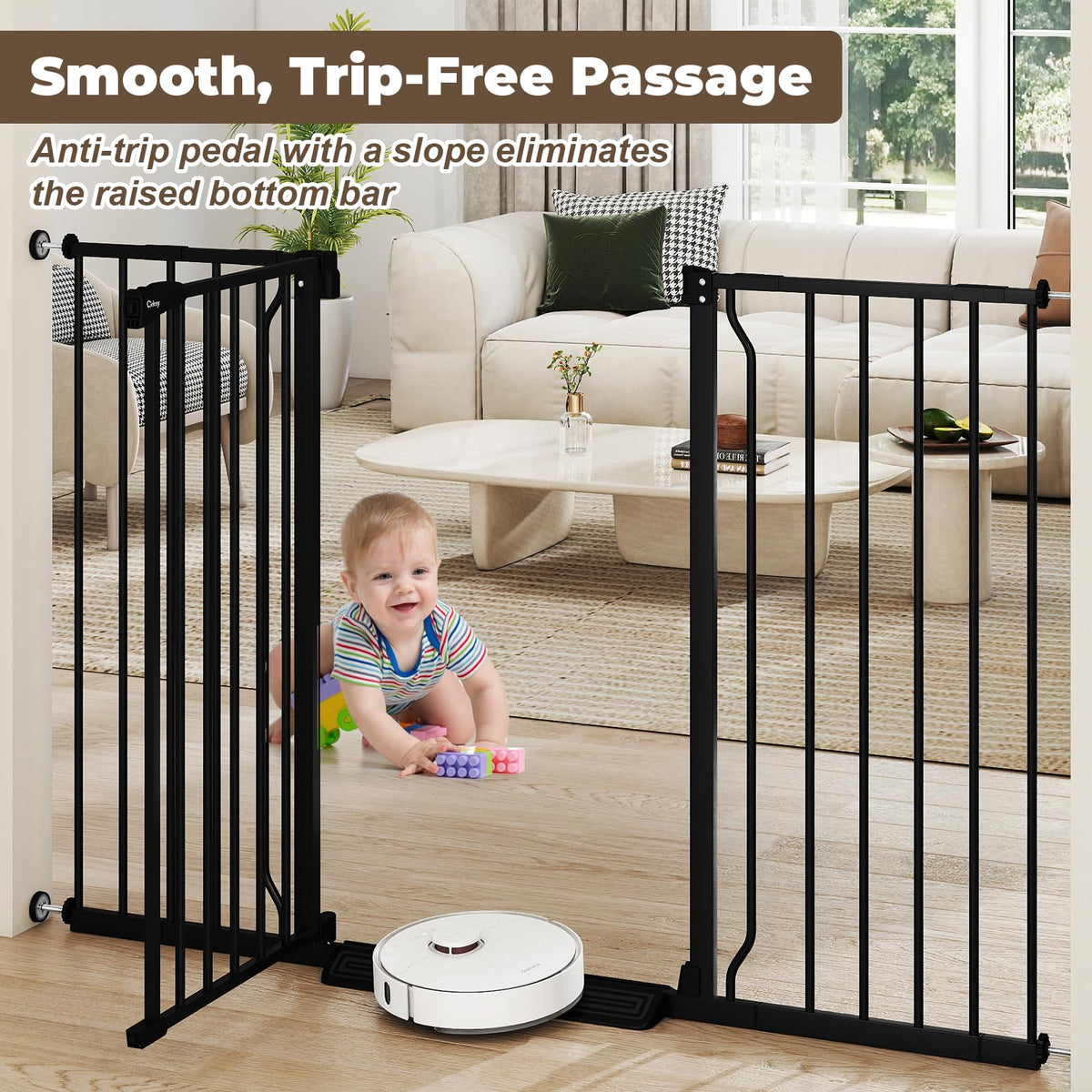 36" Extra Tall Baby Gate (Black / 29-55"Wide, 36"Tall)