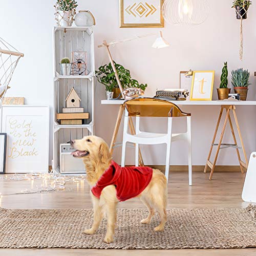 Fleece Dog Hoodie with Pouch (Large / Red)