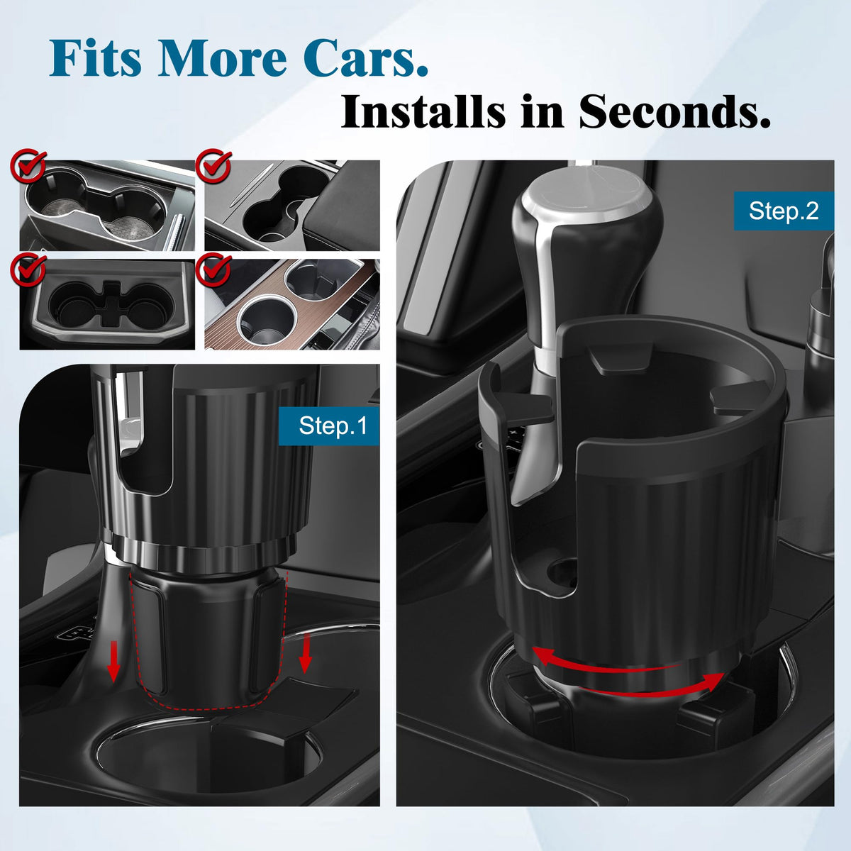 2-in-1 Cup Holder Phone Mount, Adjustable Phone Cup Holder for Car (1 Pack)
