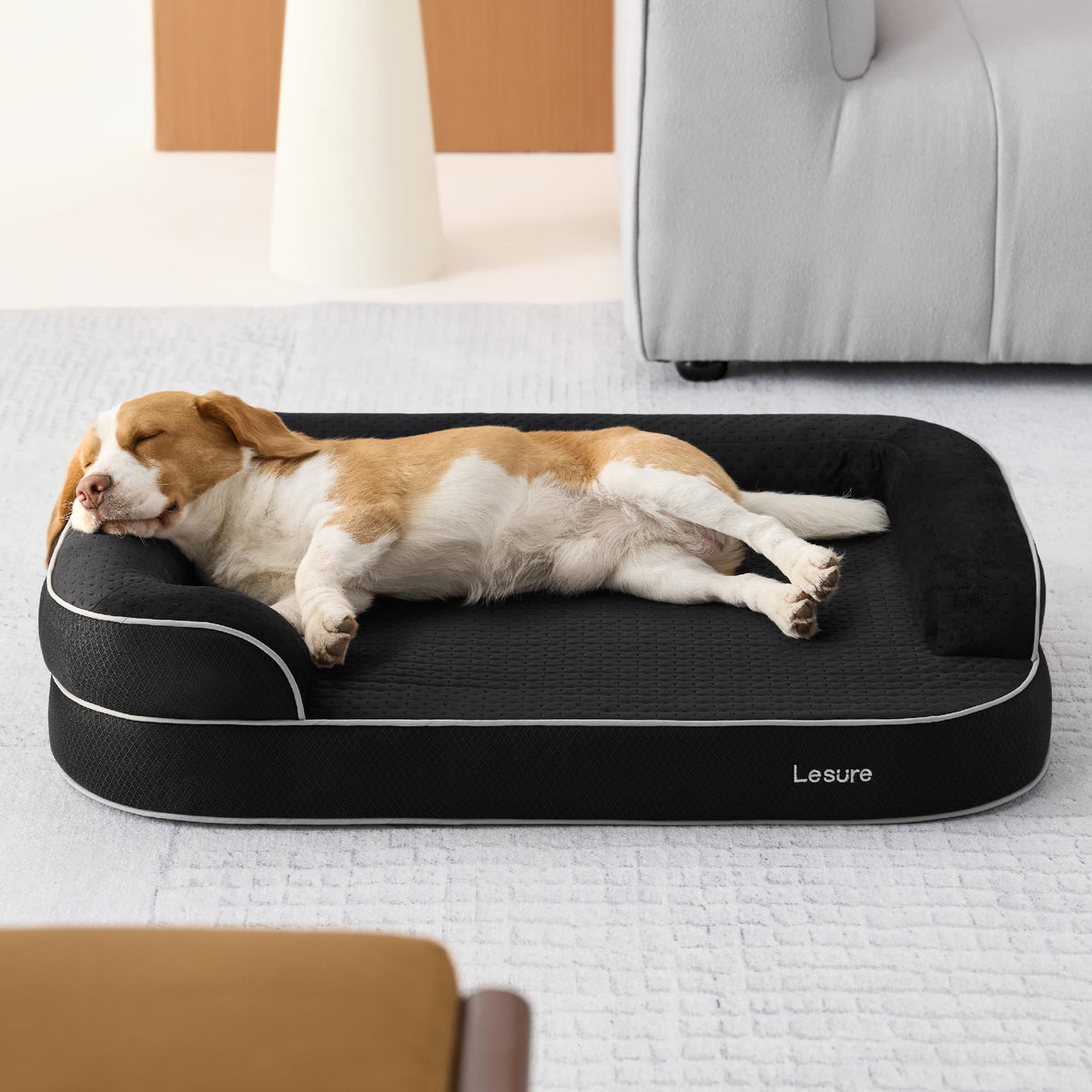 RealOrtho™ 3 Layer Orthopedic Dog Beds Large Sized Dog (Black / 35"L x 25"W x 7"Th)