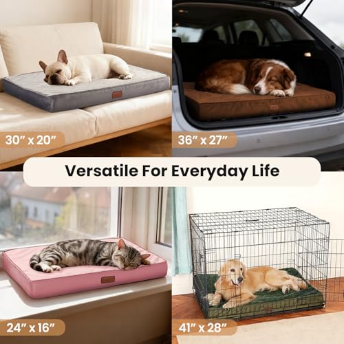 Orthopedic Waterproof Small Dog Bed (24"x 16"x 3” (For Sprawling) / 02-Pink)