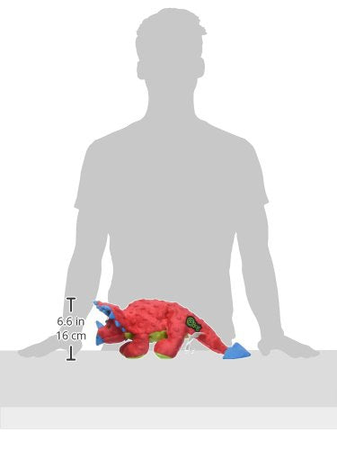 Dinos Frills Squeaky Plush Dog Toy with Chew Guard Technology (Dinos Frills (Red) / Large)