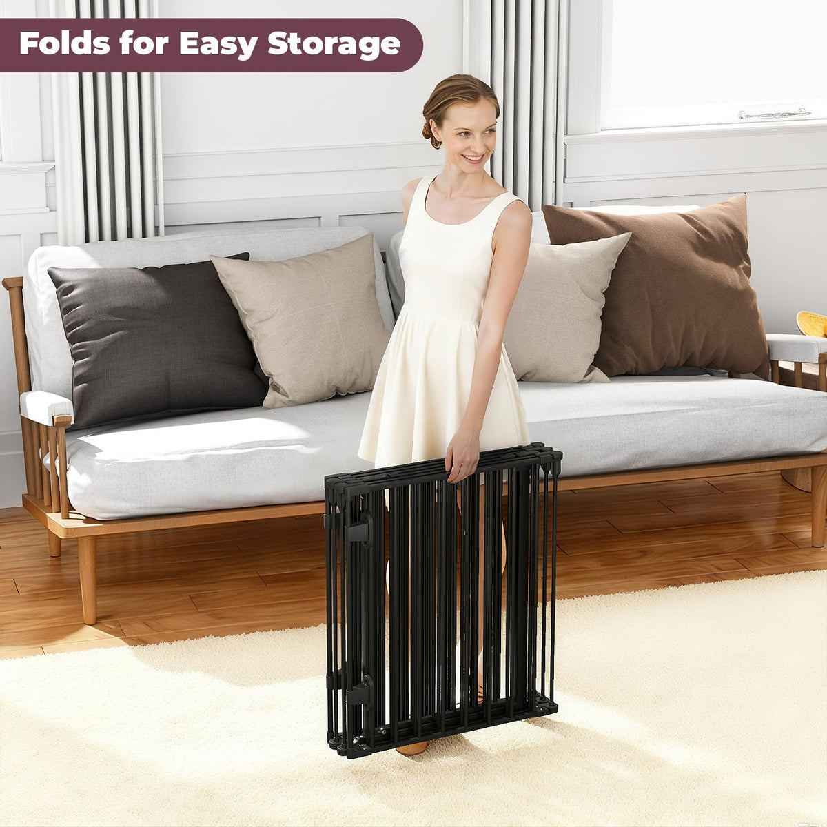 144" Extra Wide Baby Gate with Door (Black / 144" Wide)