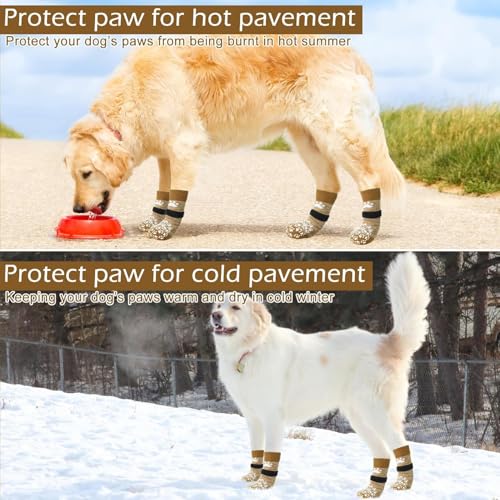 6PCS Anti Slip Dog Socks to Prevent Licking Paws (XX-large (6 Count) / Beige)