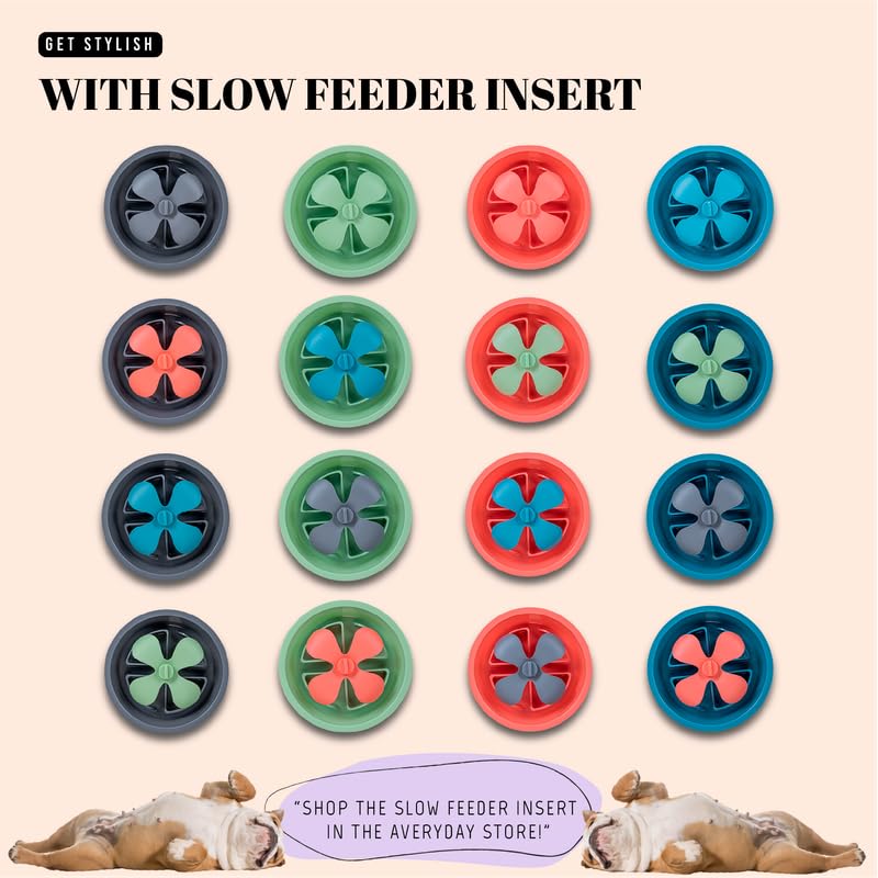 Slow Feeder Dog Bowls for Large Breeds Fits Raised Feeding Station (Slow Feeder Blue / 2.5 Cup - Fit 7.5-7.7'' Feeder Holes)