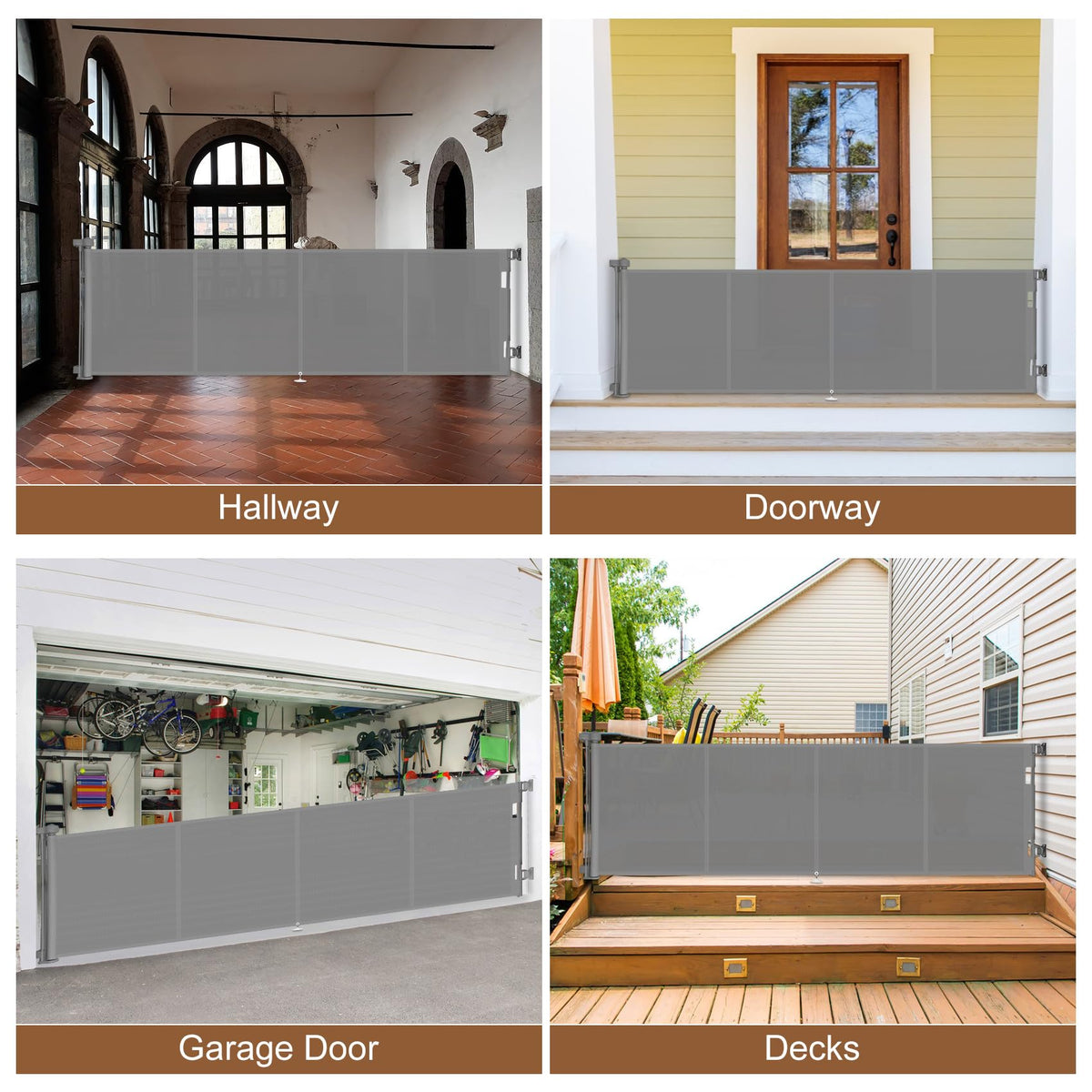 200 inch Reinforced Retractable Baby Gates 42 inch Tall (Gray / 42" Tall x 200" Wide)
