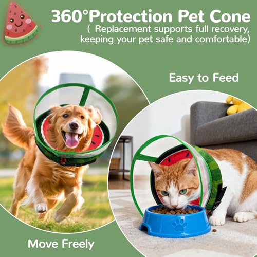 Inflatable Dog Cone Collar with Anti (Watermelon / L(Neck:12-15.5''))