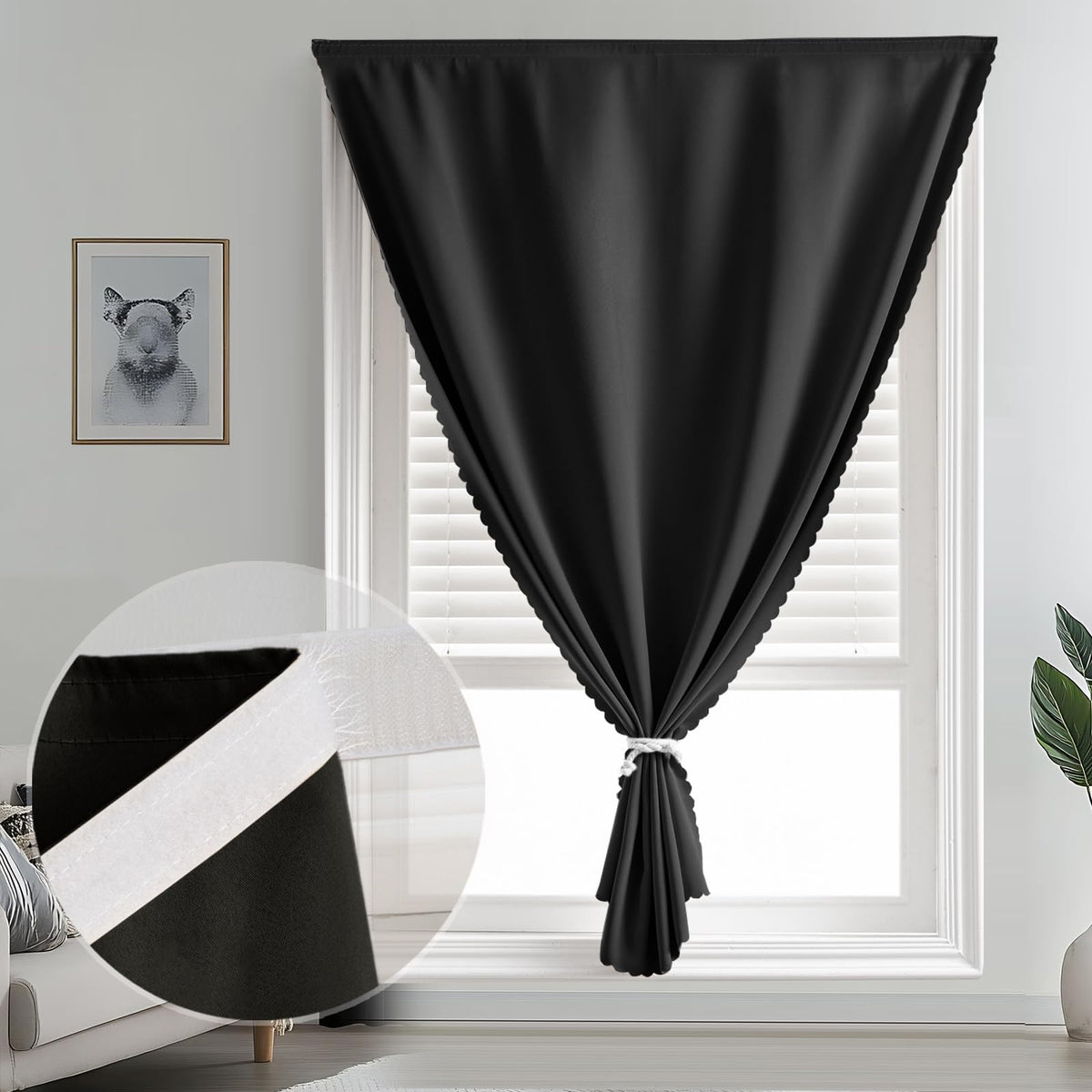 Self Adhesive Curtain (47"W x 96"L (Pack of 2) / Black)