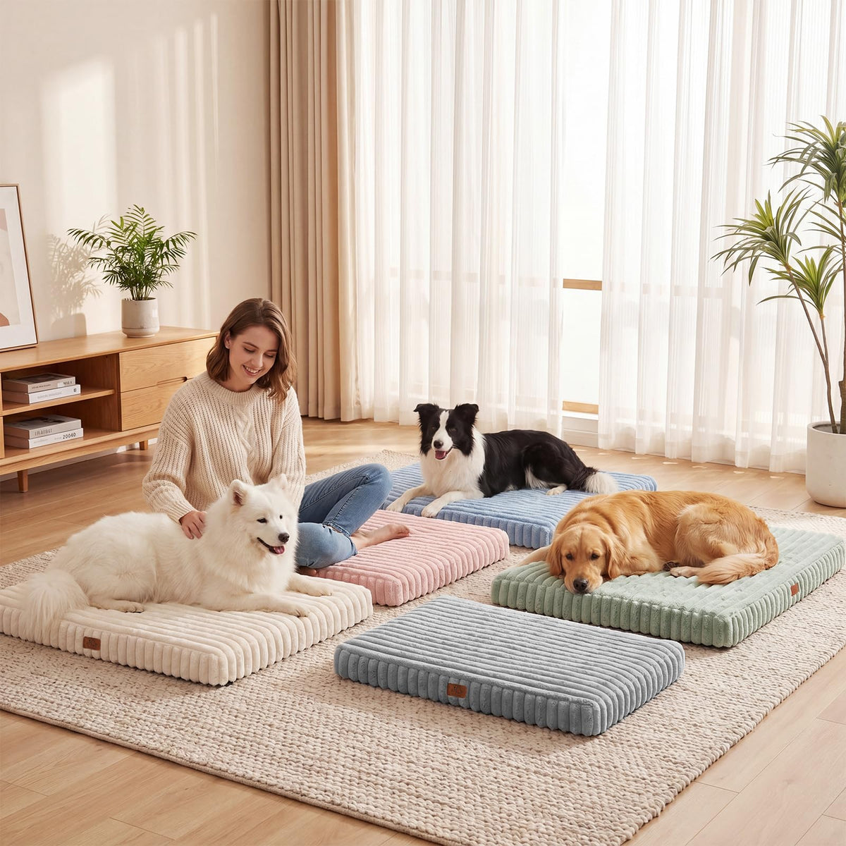 Orthopedic Dog Bed for Large Dog (Cream / 35"x22"x3")