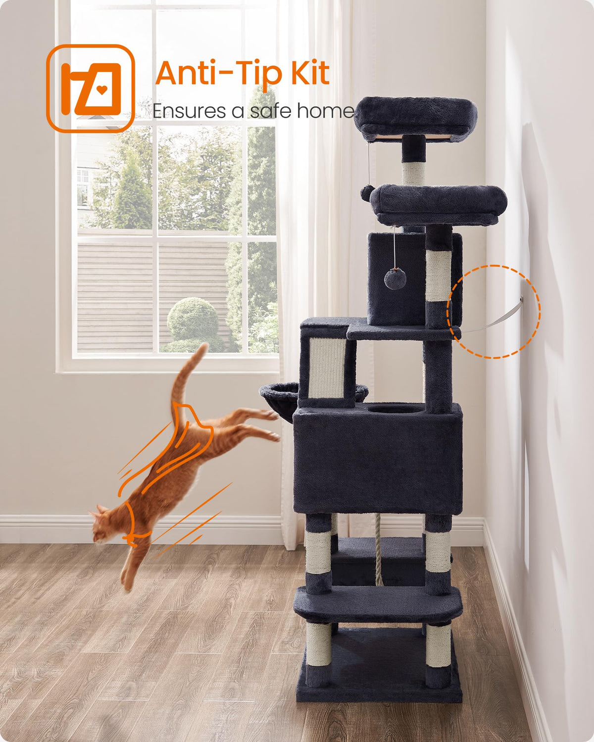 Cat Tree 66.1 (Smoky Gray / L (21.7"L x 17.7"W x 66.1"H))