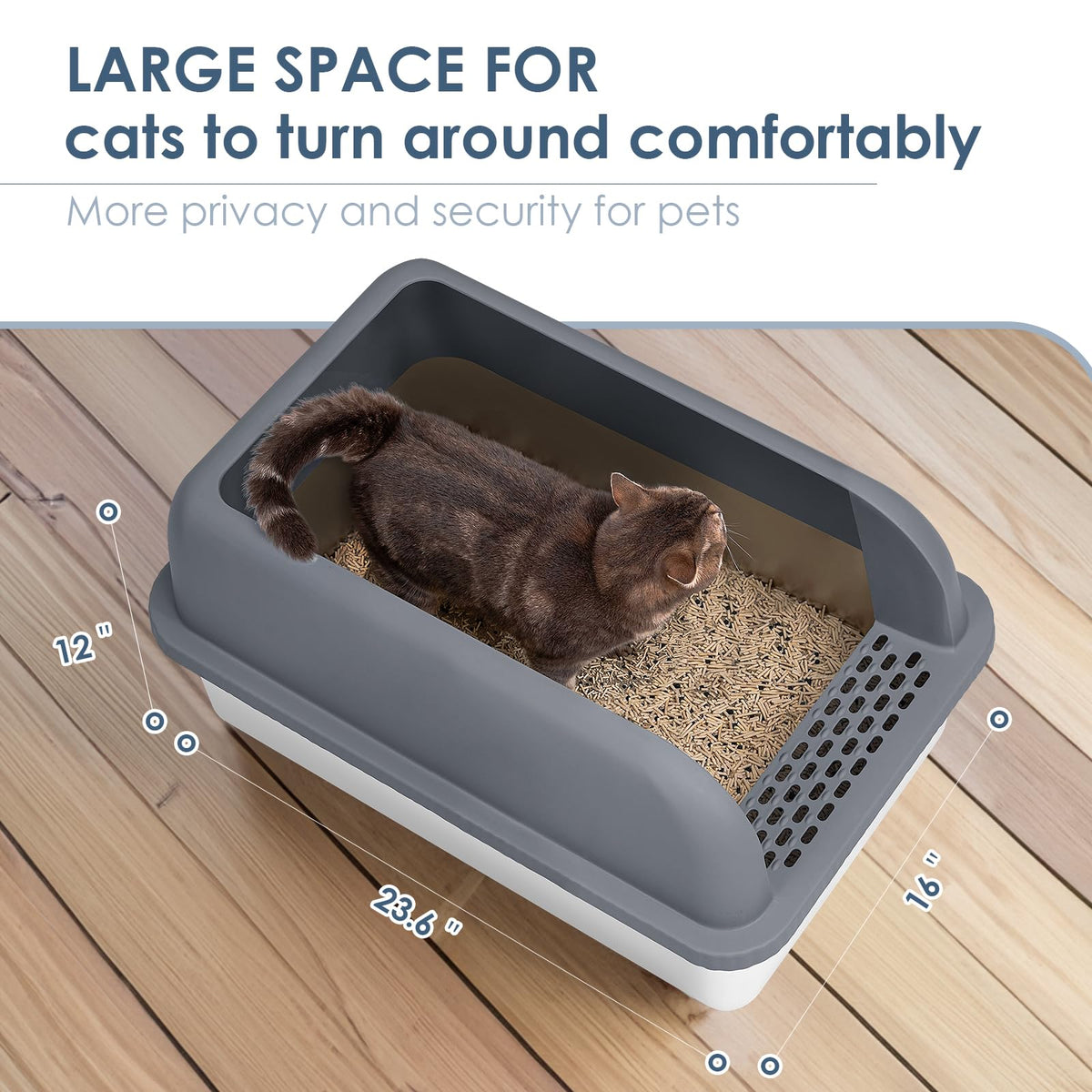 XL Enclosed Stainless Steel Cat Litter Box for Big Cats (Grey & Sliver / Large)