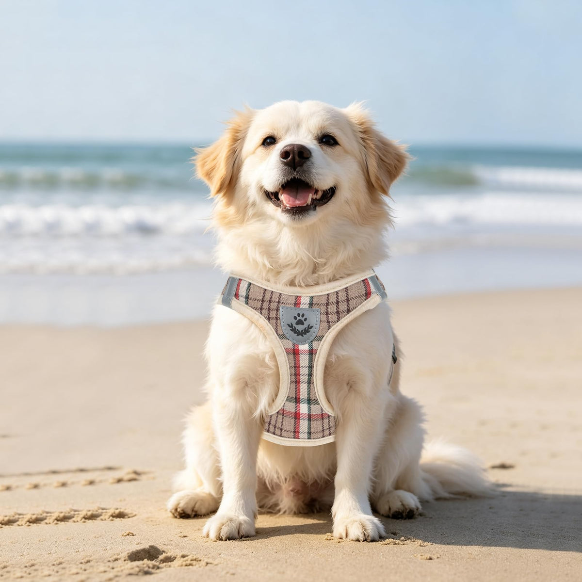 Dog Harness Collar and Leash Set No Pull for Small Medium Sized (Khaki / XS (CHEST 13"-14.5"))