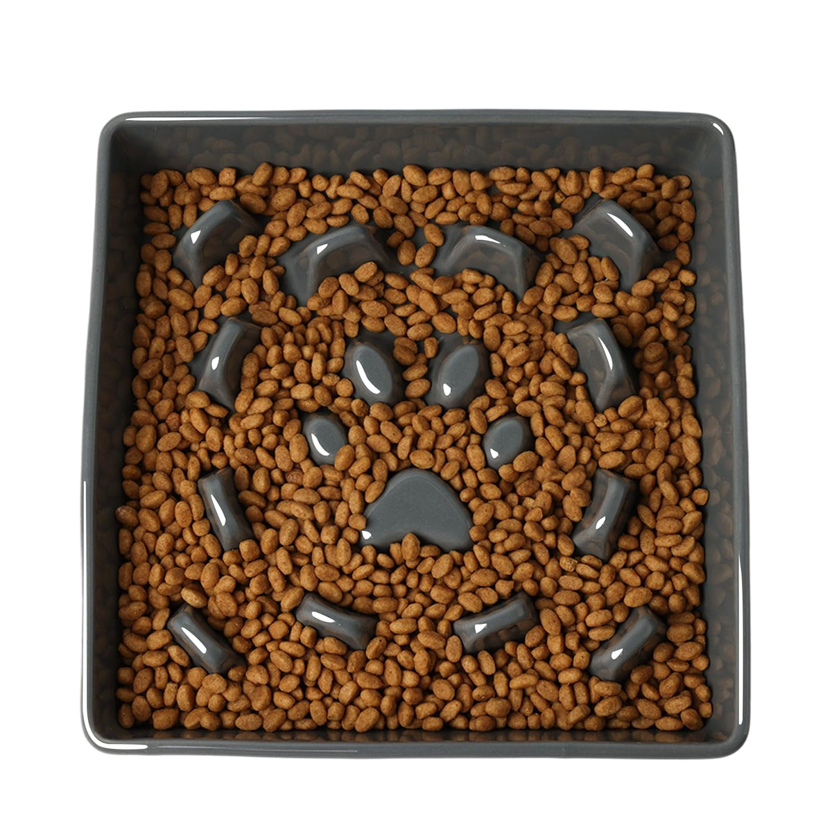 Ceramic Dog Slow Feeder Bowls (Grey / M-1.8 Cups)