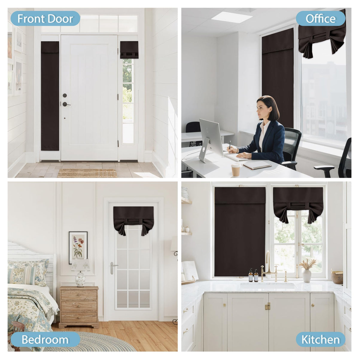 Sidelight Curtains for Front Door (Brown / 12"W x 69"L (Pack of 1))