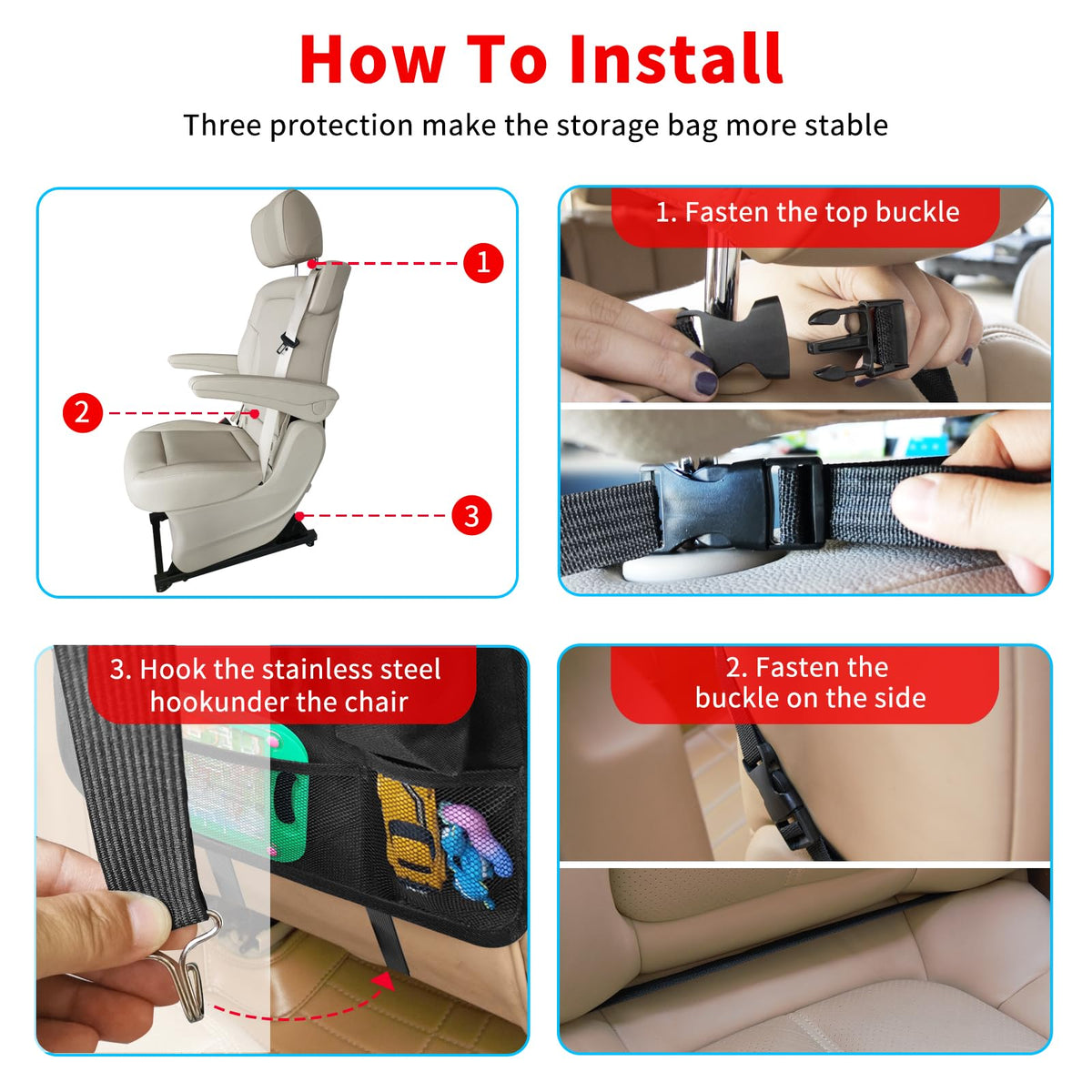 Car Backseat Organizer with Tablet Holder (2Pack / Black)