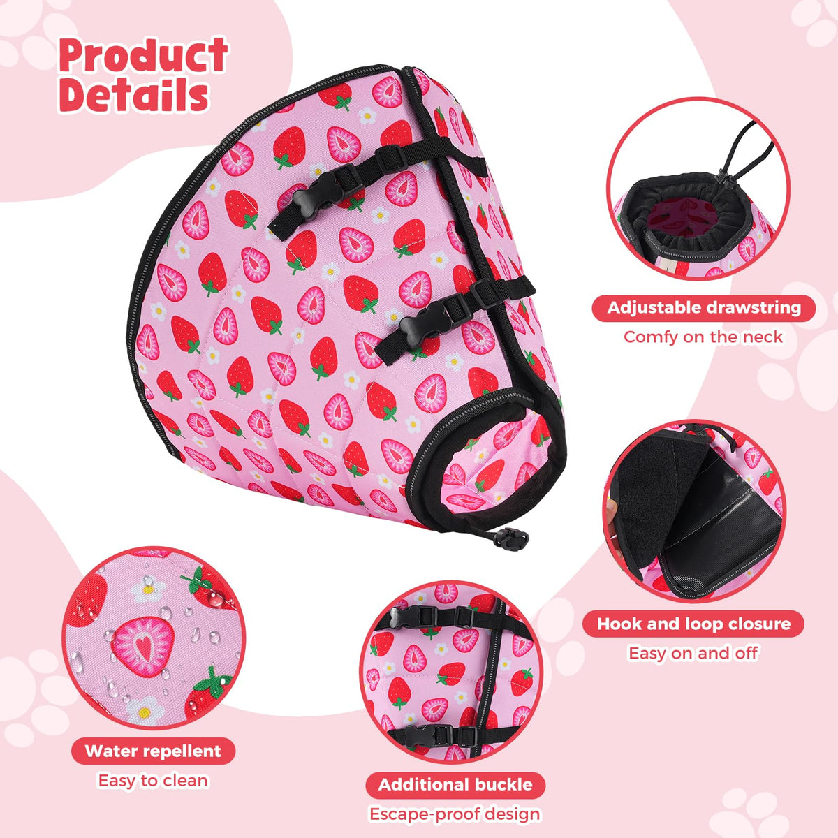 Soft Dog Cone Drawstring (Strawberry / M)