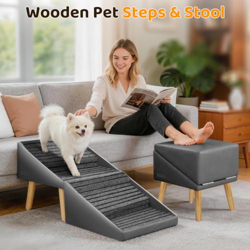Dog Stairs for Small Dogs (Gray / 17in Couch)