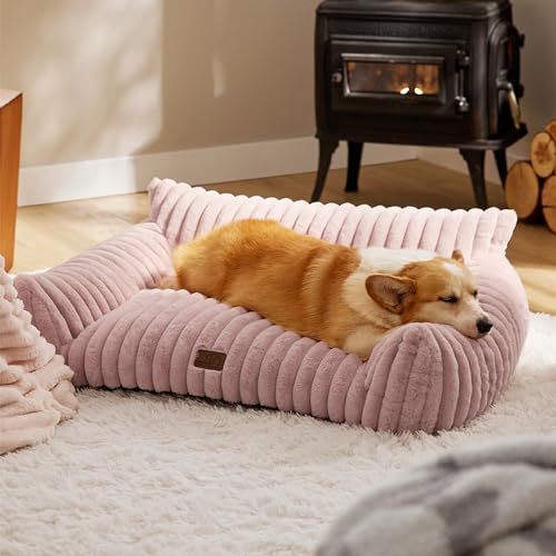ComfyFleece® Shown on TV Dog Couch for Medium Dogs (36x27x10" / Blush Pink)