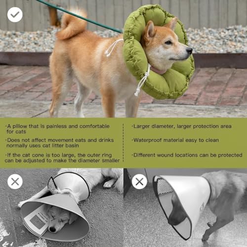Soft Dog Cones for Medium Dogs (XL-Standard / Green Flower)